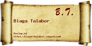 Blaga Talabor névjegykártya